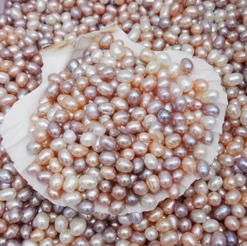 

High Quality 6-7MM Oval Pearls Seed Beads 3colors White Pink Purple Loose Freshwater Pearls For Jewelry Making Supplies Cheap Je