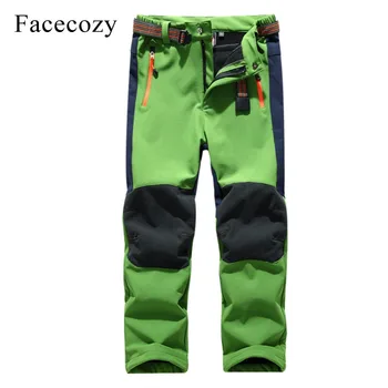 

Facecozy Kids Outdoor Sports Fishing Pants Child Fleece Windproof Warm Softshell Fishing Trousers Children Hiking Camping Pants