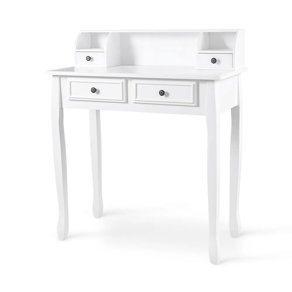 Finether LANGRIA Makeup Dressing Table Vanity with 4 Drawers, 3 Open Storage Compartments and Solid Rubberwood Legs, White2