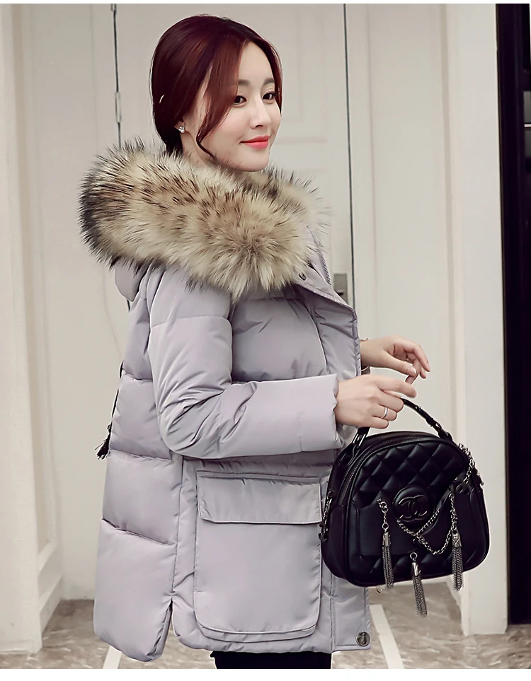 2018 ladies New Large Fur Collar Jacket  Winter Coat Women  Winter Down Jacket Korean Version Of Large  Women's Clothing LZ989 (4)