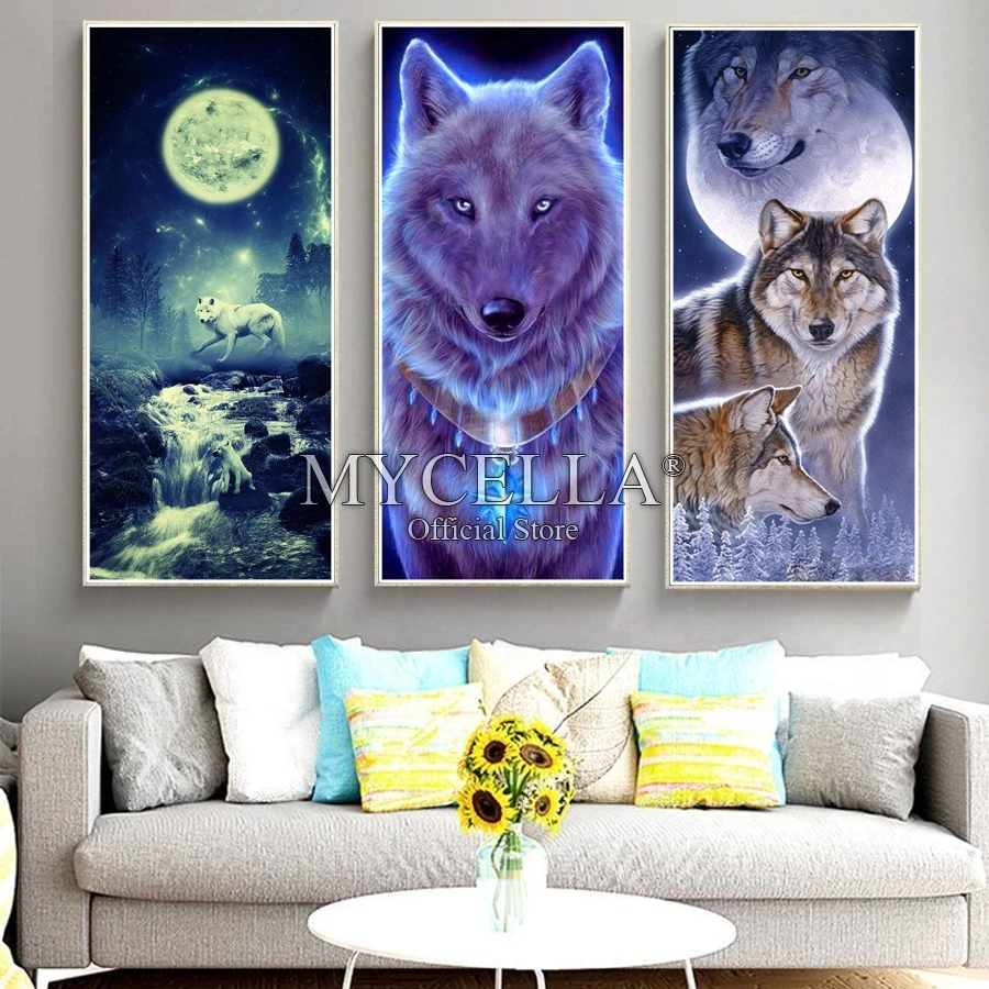 

Full Round Diamond Embroidery Animal Wolf 5D Diy Diamond Painting Cross Stitch Diamond Mosaic Crafts Christmas Gift Decor