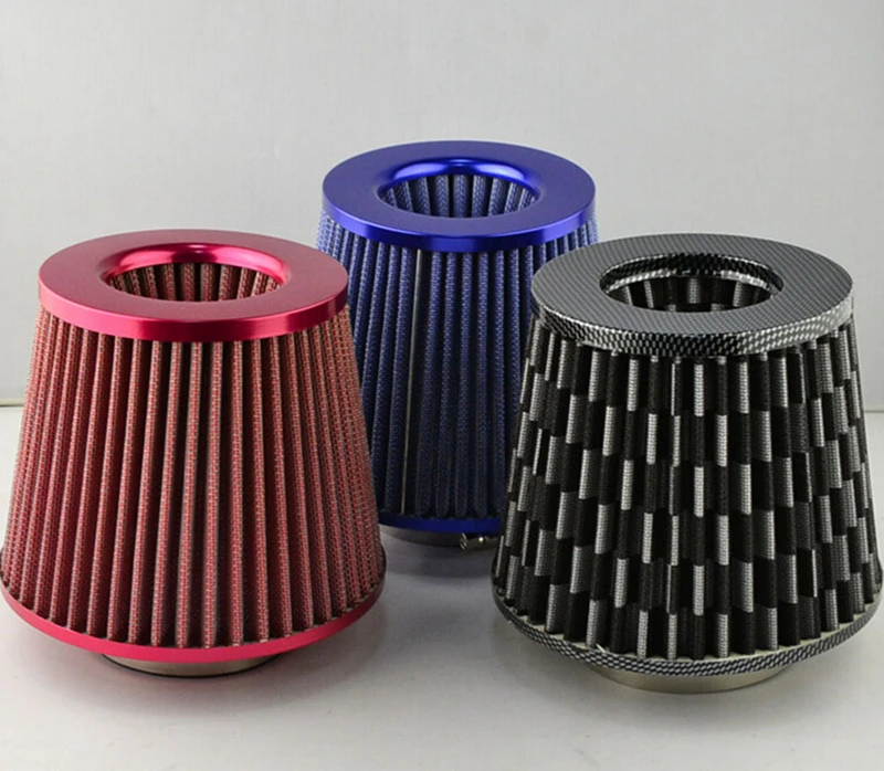 Universal-Auto-Vehicle-Car-Air-Filter-Cold-Air-Intake-Filter-Cleaner-76mm-Dual-Funnel-Adapter-works