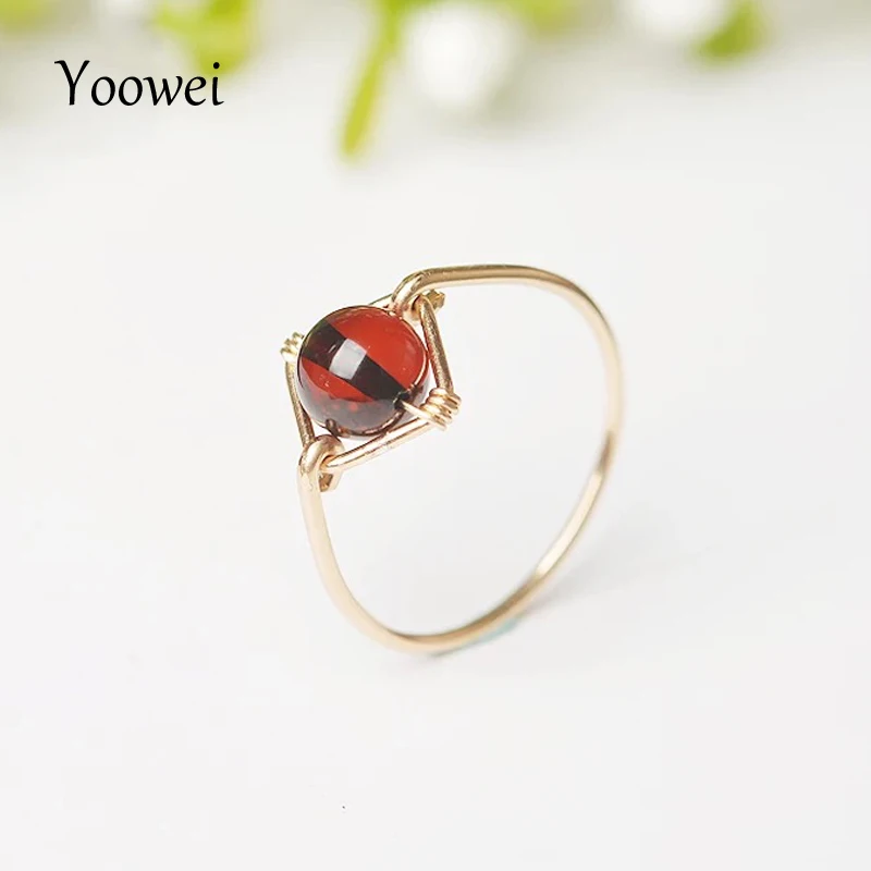 

Yoowei Brand Baltic Round Amber Rings for Women Genuine Gems Natural Amber Ring Unique Gift Handmade Jewelry Anillos Wholesale