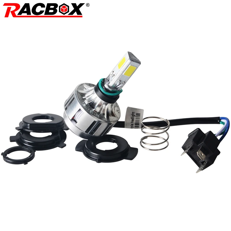 

RACBOX H4 Motorcycle LED Headlight Bulbs Light HS1 BA20D H6 9003 HB2 H4 Hi/Low Beam 32W DC 12V 6000K 3000LM Bike M3S Headlamp