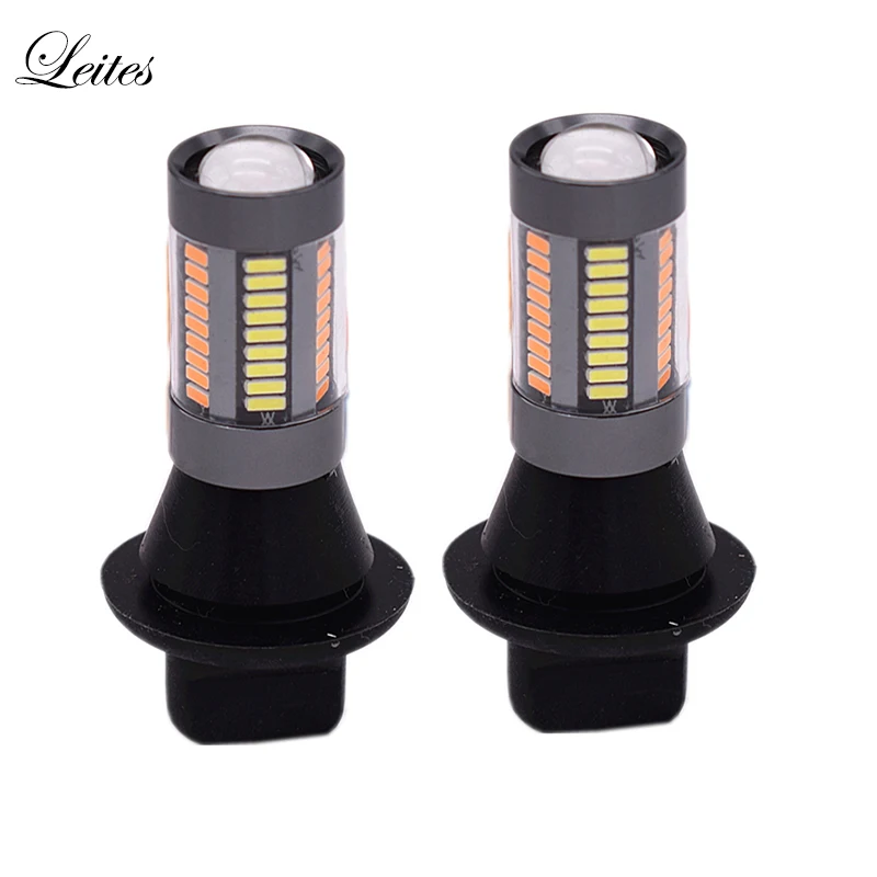 

2pcs New White/Amber Switchback LED Bulbs Kit Car 1156 P21W BA15S 66 SMD Turn Signal Light Error Free Canbus with Resistor DRL