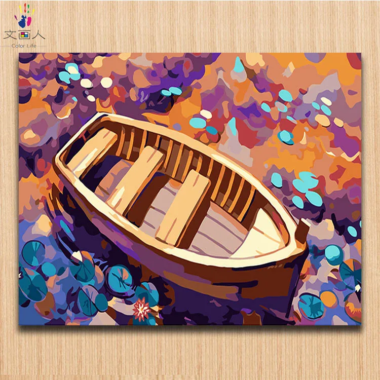 

DIY Paints by numbers dream Hawthorn Wooden boat pictures colorings drawing paint by numbers with paint colors for hoom decor
