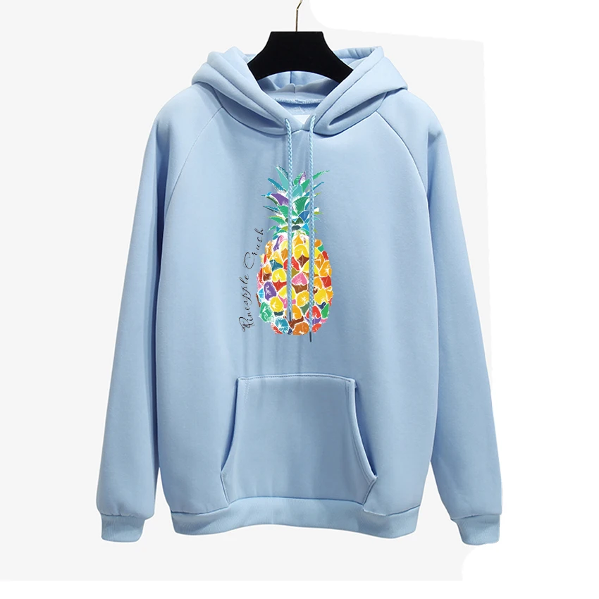  Autumn Warm Fruit Pineapple Harajuku Print Casual Sweatshirt 2018 New Fashion Girl Style Loose Long