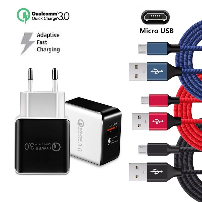 

Micro USB Cable Quick Charge 3.0 QC3.0 Fast Charging USB Wall Charger QC 3.0 for Samsung Xiaomi Huawei HTC Sony LG Phone Charger