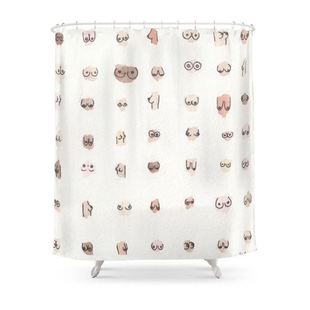 

Boobs Shower Curtain Set Waterproof Bath Curtain For Bathroom With Non-slip Floor Mat
