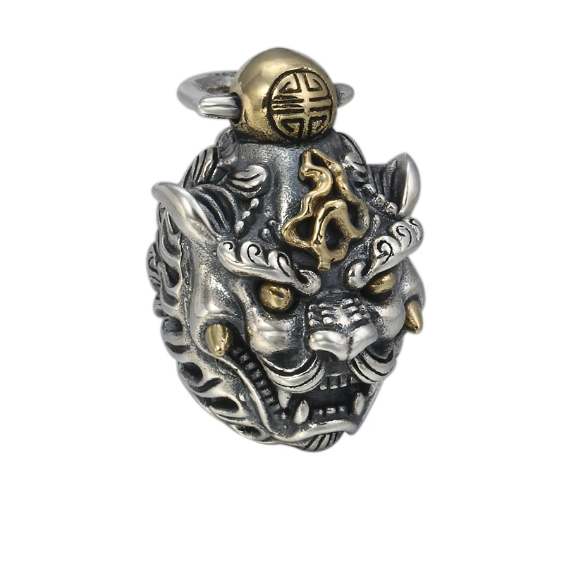 

EDC 925 Silver with Brass Knife Beads A Pendant Paracord Outdoor DIY Decorations 925 Silver with Brass Camping Gear EDC Tools