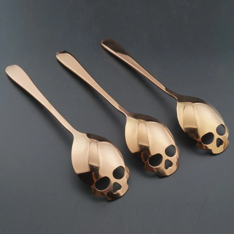 

Stainless Steel Skull Sugar Spoon Creative Skull Shape Coffee Spoon Dessert Bar Spoon Ice Cream Candy Teaspoon Kitchen Tableware