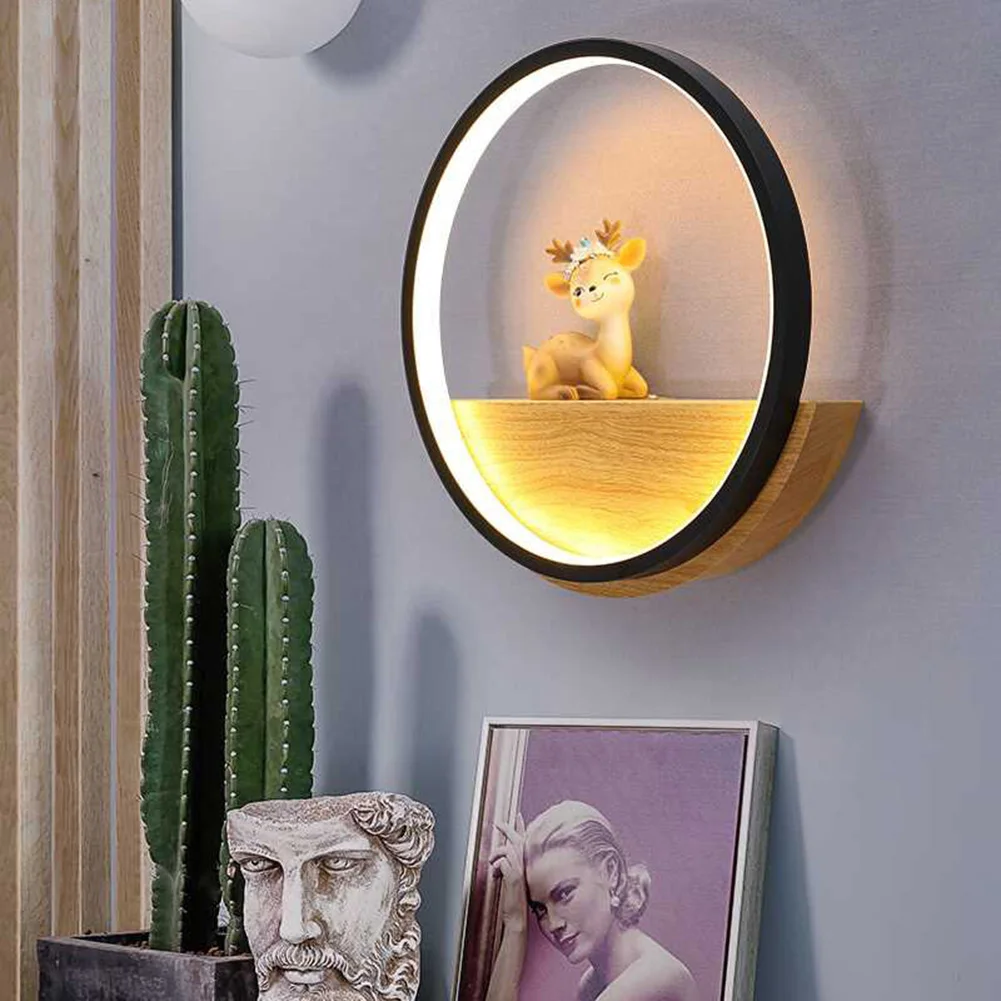 

Simple Modern Illumination Wall Light Deers Circle Room Wall Lamp Living Room Bedroom Creative animal deer lighting _WK