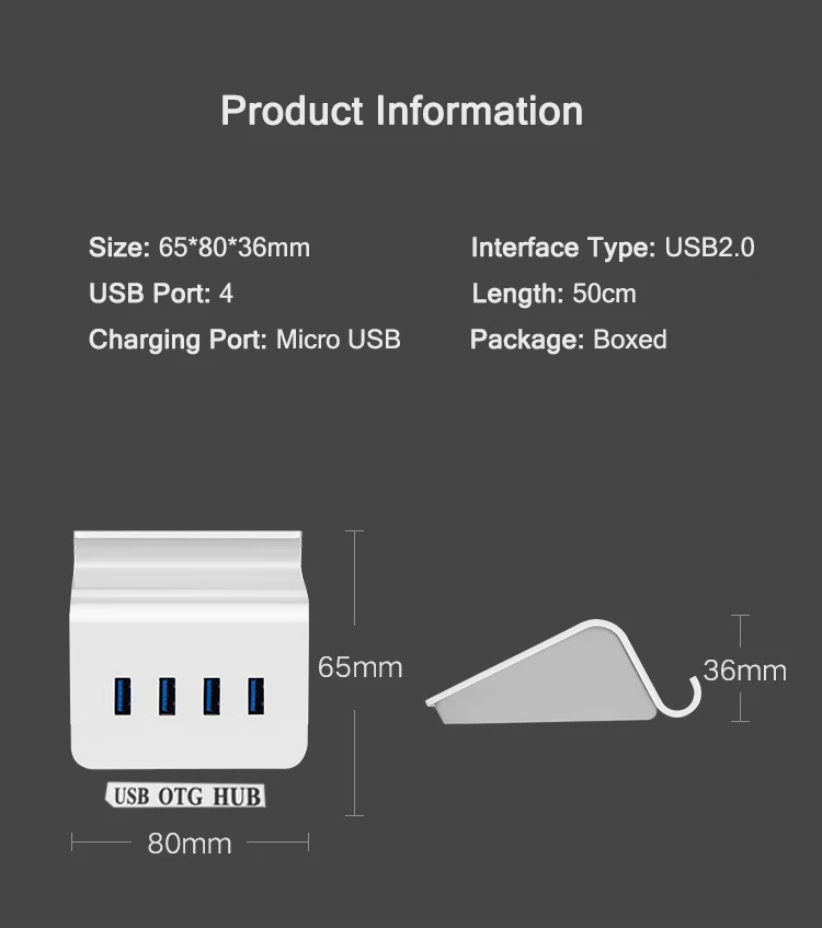 4-портовый USB 2,0 Micro комбинированный концентратор USB OTG адаптер дополнительное по не требуется ABS держатель телефона Мульти USB разветвитель для планшетных компьютеров все-в-1 предмет