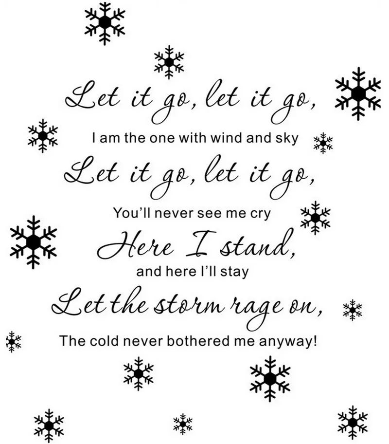 Children Room Home Decor Let It Go Lyrics Frozen Elsa snowflake Fashion Removable PVC Wall Decals Sticker Kids Decor Art