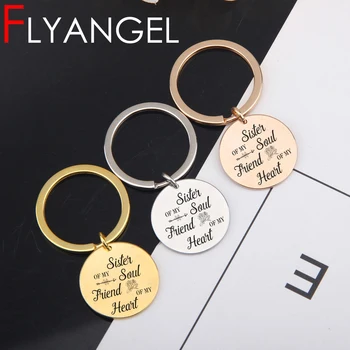 

FLYANGEL Best Sister Best Friends Keychain Jewelry Gifts Engraved Keyring Sister Of My Soul Friend Of My Heart Cute Keyring
