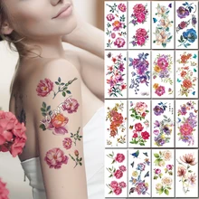 Waterproof temporary tattoo stickers pink peony flower romantic rose henna fake body art flash tatoo bo art Waterproof temporary tattoo stickers pink peony flower romantic rose henna fake body art flash tatoo bo art