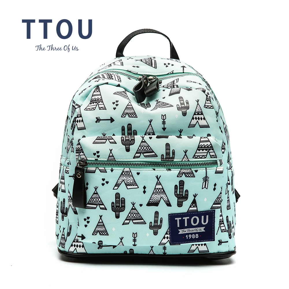 

TTOU Design Green Geometric Printing Backpack Teenage Girls School Bag Women Backpack Travel Bag Large Capacity School Backpack