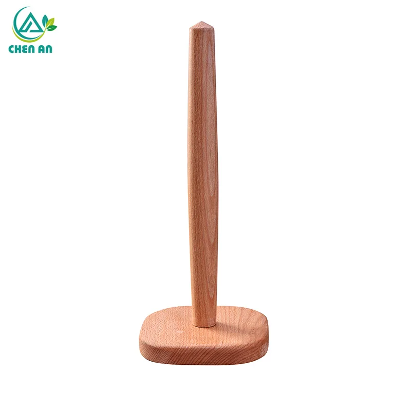  Beech Wooden Vertical Stand Roll Paper Stand Holder Kitchen Paper Towel Toilet Tissue Holder Househ