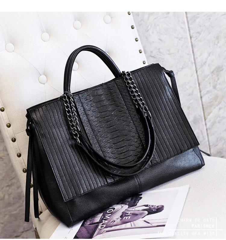 NIGEDU брендовые дизайнерские женские сумки, роскошные простые сумки из крокодиловой кожи, женские сумки на плечо с цепочкой, черные большие сумки
