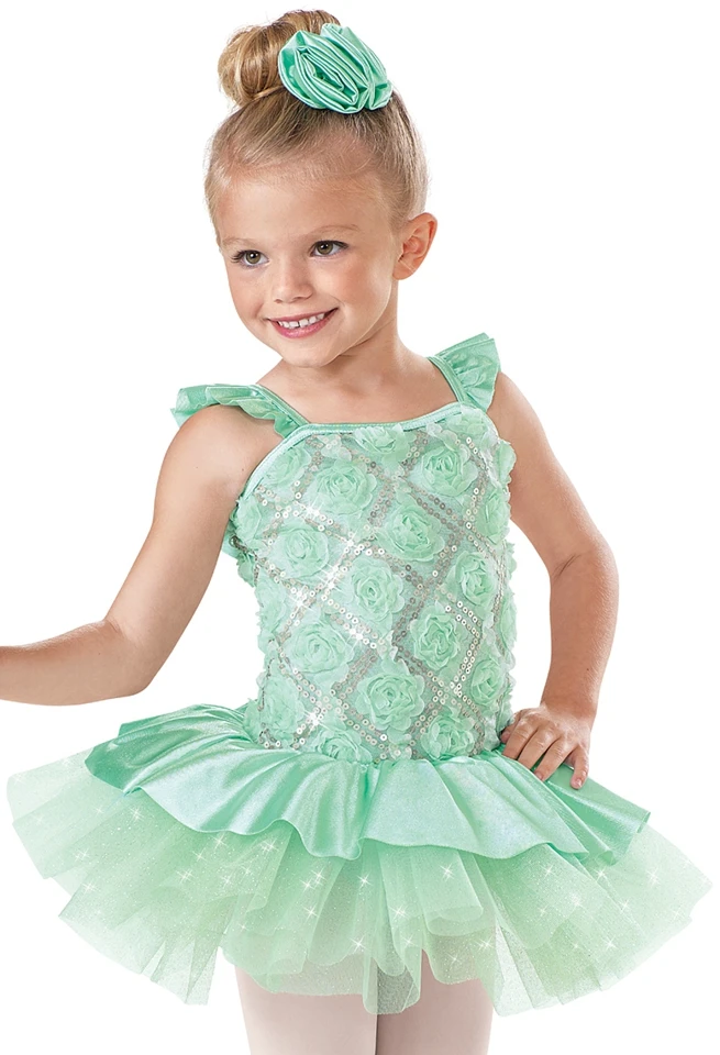 Girls Cute Princess Skirt Ballet Costumes Flower Embroidery Sprinkled Gold Skirt Pettiskirt