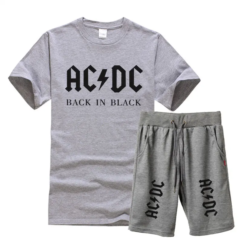 Новая брендовая одежда, AC/DC, Мужская футболка, Swag, футболка, хлопок, Мужская футболка и шорты, Homme, для фитнеса, Camisetas, хип-хоп, футболка, 2 предмета