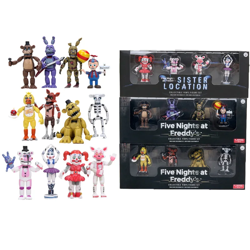 Five Nights at Freddy's Action фигурки 4 1 набор 2 &quot Chica Freddy Fazbear Foxy Bonnie FNAF модели игрушек
