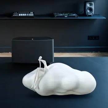 

Tooarts Delicate 3D Printed Sculpture Man on the Cloud Abstract Human Figurine Decoration Figurine Decor Home Living Room Resin