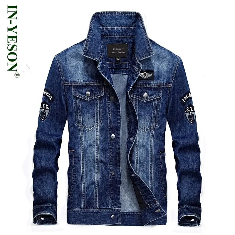 

2017 New Retro Denim Jacket Men Brand Embroidery Turn-down Collar Spring Autumn Men's Jeans Jacket Bomber jaqueta masculina
