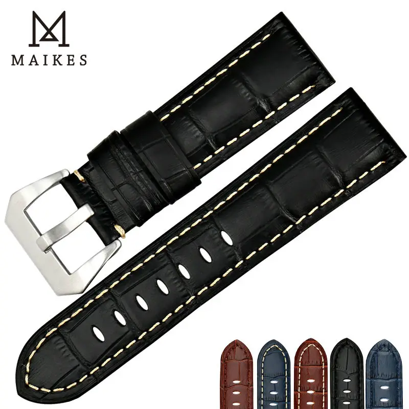 Ремешок для часов MAIKES из натуральной кожи 22 24 26 мм|26mm watchbands|for paneraileather watch band |