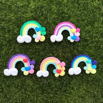 

38*28mm High Quality Beauty 5 colors Kawaii Spiral rainbow Polymer Clay Cabochons Flatback For DIY Phone Decoration