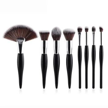 

8Pcs Black Professional Makeup Brushes Set Tools Wood Handle Foundation Powder Blushes Concealer Eyeshadow Cosmetic Brushes Kit