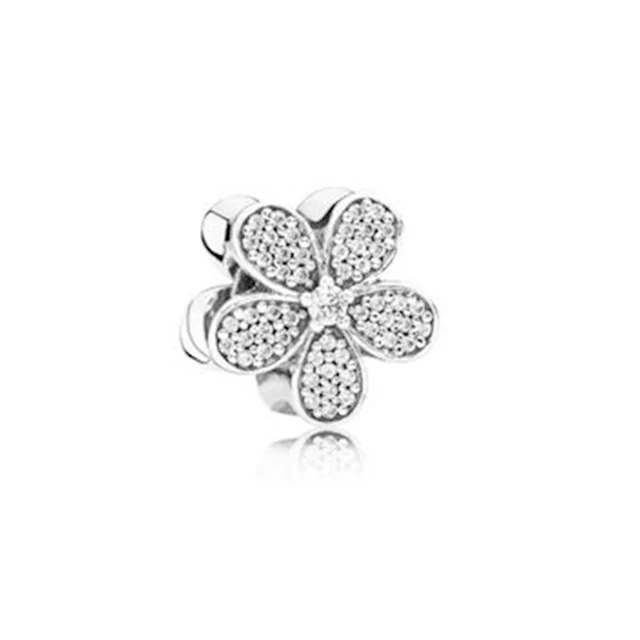 

925 Sterling Silver Dazzling Daisies Charm Beads with Crystal Fit for Women Charm Bracelet DIY Jewelry Making