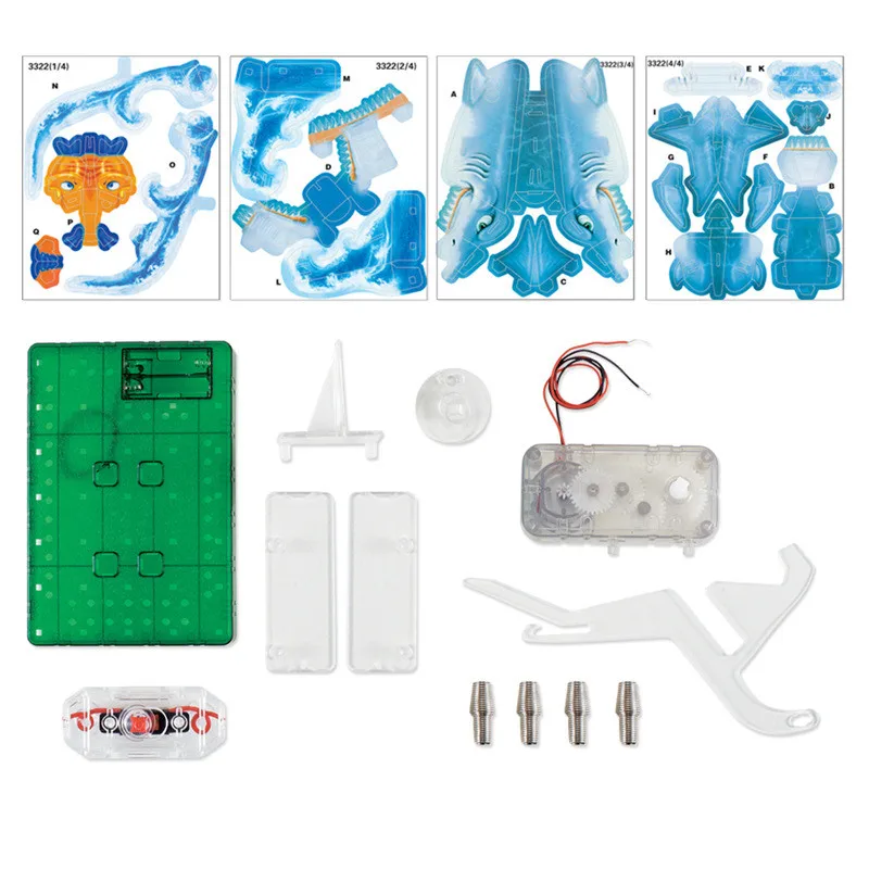 72 компл./лот развивающие игрушки Морской Мир DIY сборка 3D оригами электрическая Танцующая модель акулы учебный микроскоп схема игрушка