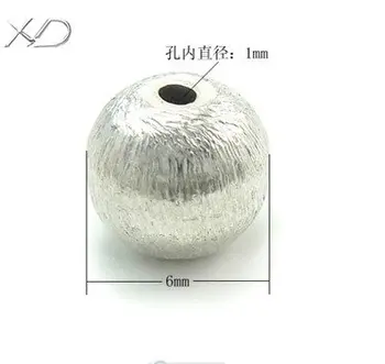 

Wholesale Genuine Solid Sterling Silver Bead 10pcs/lot of Matt 6mm Round Sterling Silver Beads/Silver Jewelry finding