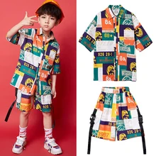 Модные уличные танцевальные костюмы в стиле хип-хоп для мальчиков; детская одежда для джазовых танцев; современный сценический костюм для детей; DQS2066