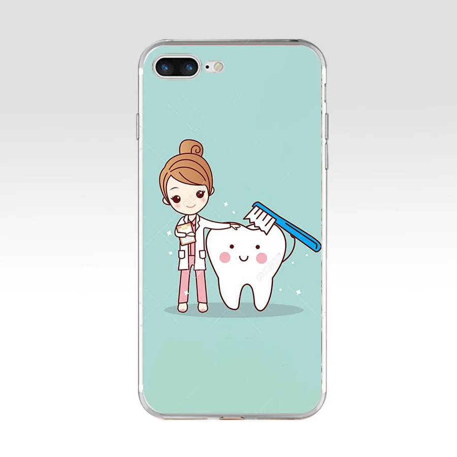6 6s D Забавный мультяшный стоматолог зубные коронованные зубы Мягкий ТПУ силиконовый чехол для Apple iPhone 6 6s 7 8 plus чехол - Цвет: 4