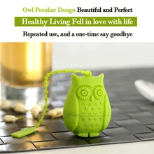 2016 Hot Sale Owl Tea Bags Strainers Silicone Teaspoon Filter Infuser Silica Gel Filtration