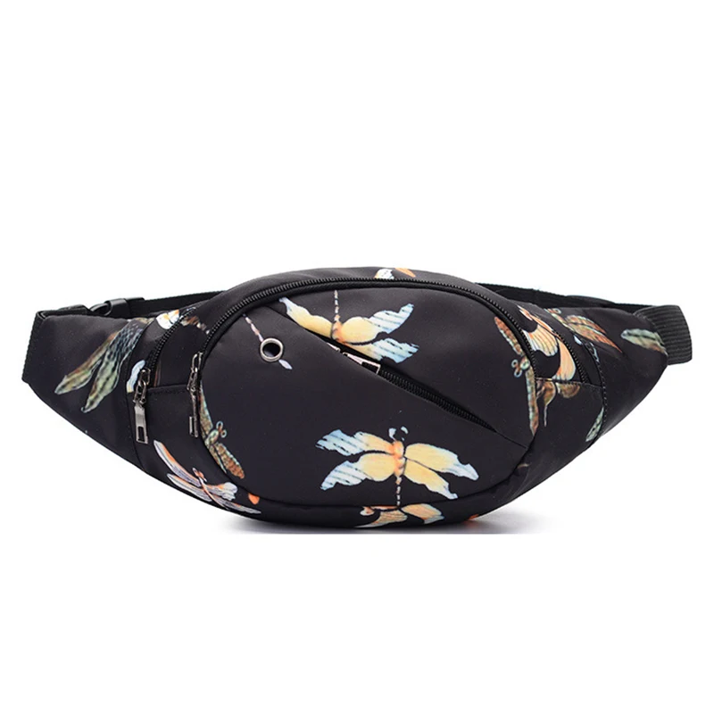 

Print Dragonfly Fanny Pack Men Oxford Chest Bag Waterproof Phone Wallet Packs Multi-functional Belt Bags Male Waist Pack
