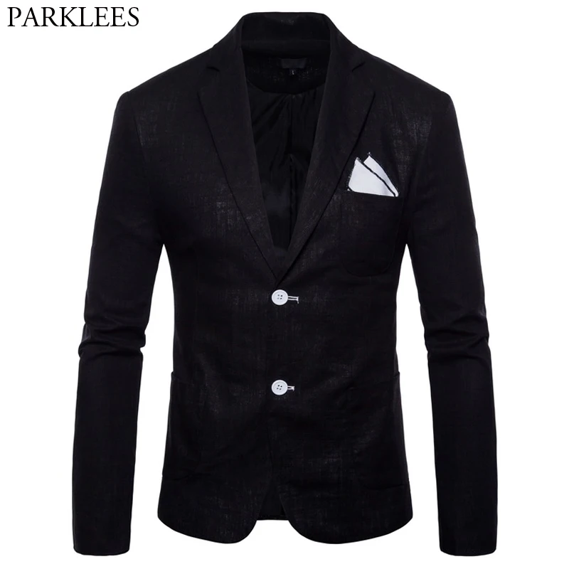 Черный хлопок белье Мужской бейзер пиджак 2019 Фирменная Новинка Slim Fit Повседневное легкий костюм Блейзер Для мужчин s вечерние Свадебный кос... Черный хлопок белье Мужской бейзер пиджак 2019 Фирменная Новинка Slim Fit Повседневное легкий костюм Блейзер Для мужчин s вечерние Свадебный кос...