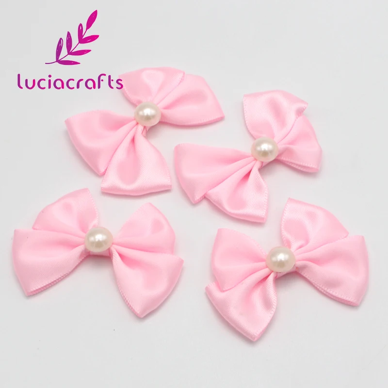 Lucia crafts, одноцветные жемчужные банты, для девочек, бутик, мини бант для волос, головной убор, сделай сам, одежда, ремесло, 12 шт./лот, приблизительно 40*60 мм, B0809