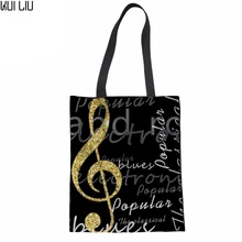 Холщовые женские сумки-тоут пианино ключи& Примечания плечевая сумка с принтом женская многоразовая пляжная сумка для покупок для девочек тканевая сумка