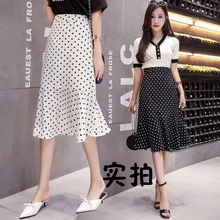 NEEDBO миди юбки для женщин на лето с высокой талией Русалка юбка длиной до колена точка летняя элегантная юбка женская мода WS23138