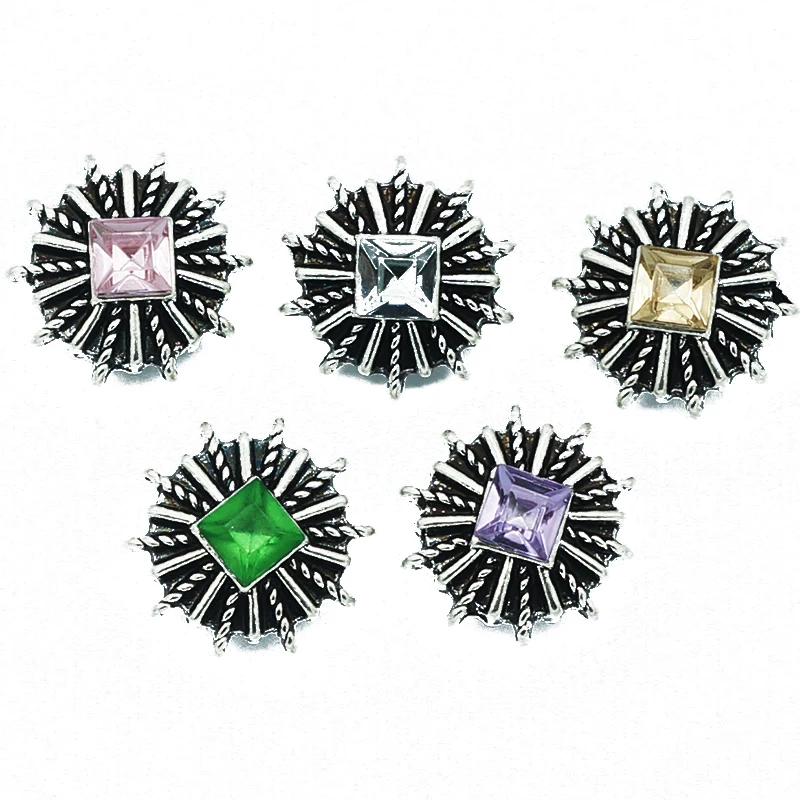 

New beauty rhinestone colorful pattern Metal 10pcs mixed 12mm snap buttons KZ9073 for DIY snap pendants jewelry