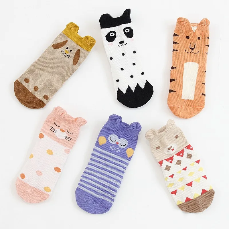 Новые милые носки с объемными рисунками для мальчиков и девочек Дышащие носки для младенцев с маленькими животными для новорожденных мальчиков 345e