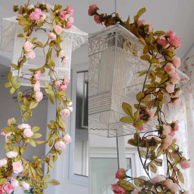 Hanging Garland Artificial Flowers For Wedding Home Decoration Silk Hanging Garland Artificial Flowers For Wedding Home Decoration Silk Flower European Fall Rose Fake Leaf Plants