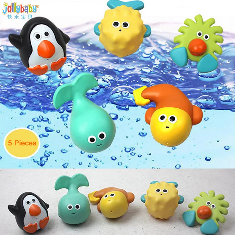 Jollybaby Baby Bath Toys Rubber Baby Toys Water Spraying Interesting Enjoy Shower Float Toys Monsters Squirters for the Tub Pool