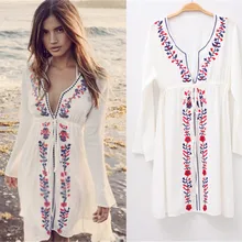 Beach Dress Plus Size Swimwear Swim Wear Swimsuit Cape For Women’s Cover Up Rayon Embroidery Outside Skirt Upper Garment Female