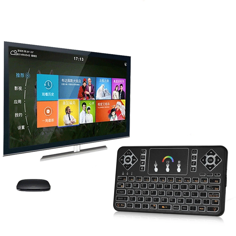 Мини клавиатура с Цветной подсветкой 2 4 ГГц беспроводная QWERTY функция Air Mouse умный