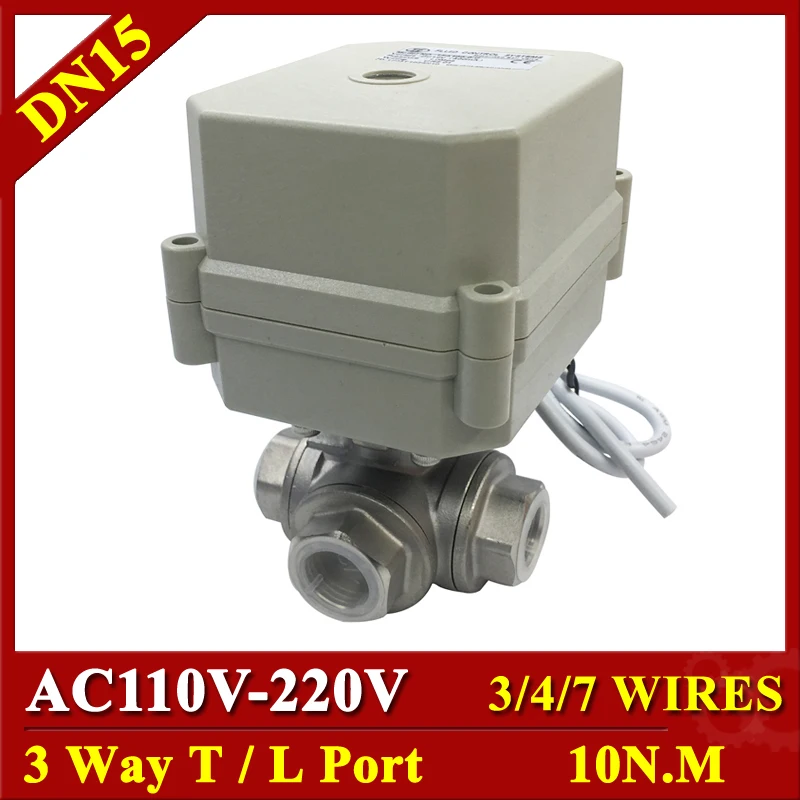 Трехходовой Электрический шаровой клапан Tsai Fan BSP/NPT 1/4 &quotDN15 T порт L AC110V 1/2 V 3/220