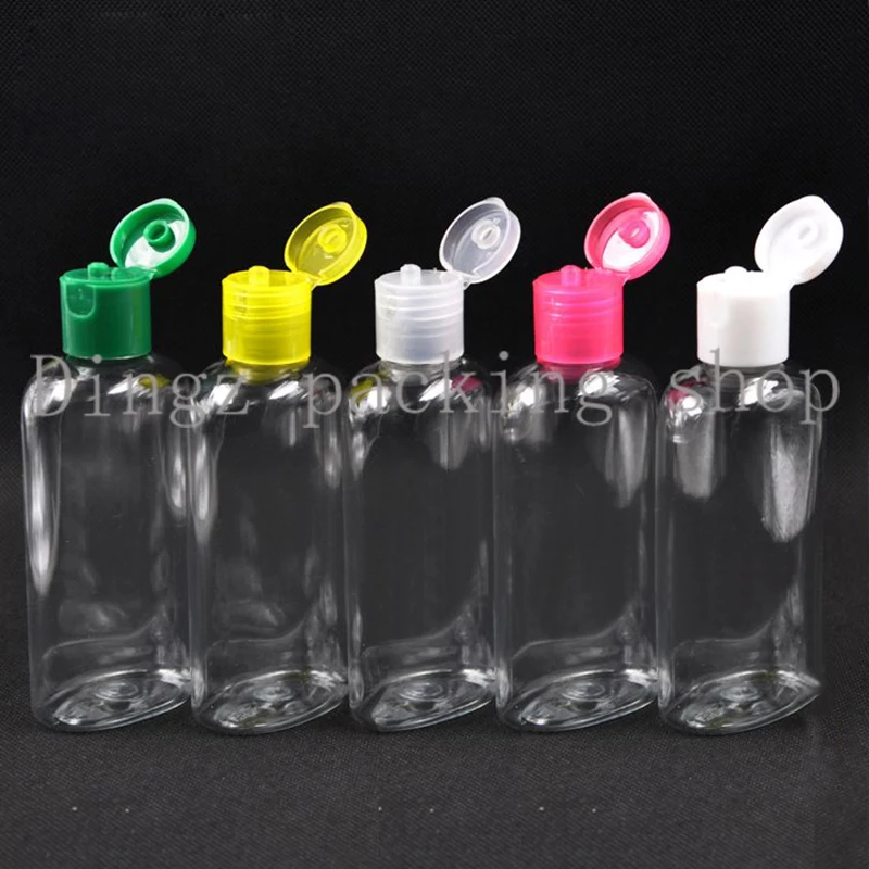 50X120ml Transparent flat bottle flip top cap plastic bottle Cosmetic